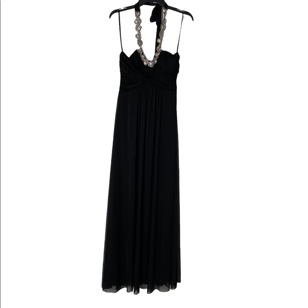 Bongo Black Formal Rhinestone Halter top Gown Size Large